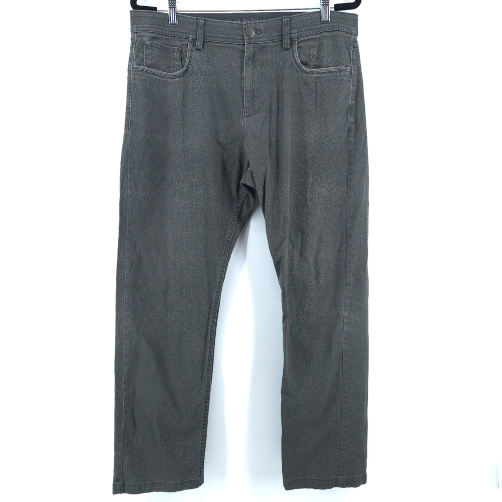 Calvin Klein Men 34X29 Gray Pull On Elastic Waist Stretchy Denim Straight Jean